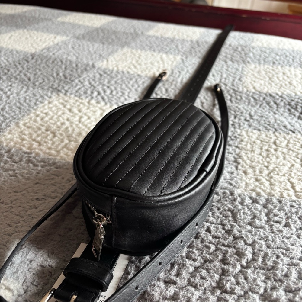 Black Quilted Steve Madden Belt Bag
